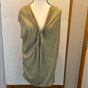 Michael Kors Ruched Dolman Sleeve Blouse in Green and White